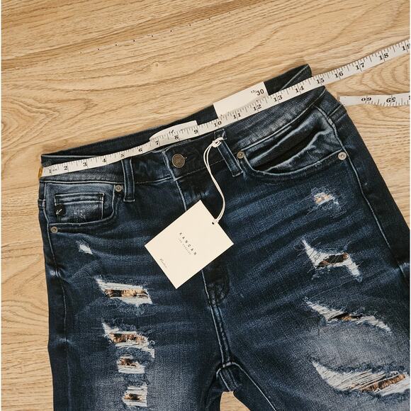 NEW KanCan Skinny Stretch Jeans Dark Blue Wash Distressed High Rise Size 11/29 - Picture 5 of 10
